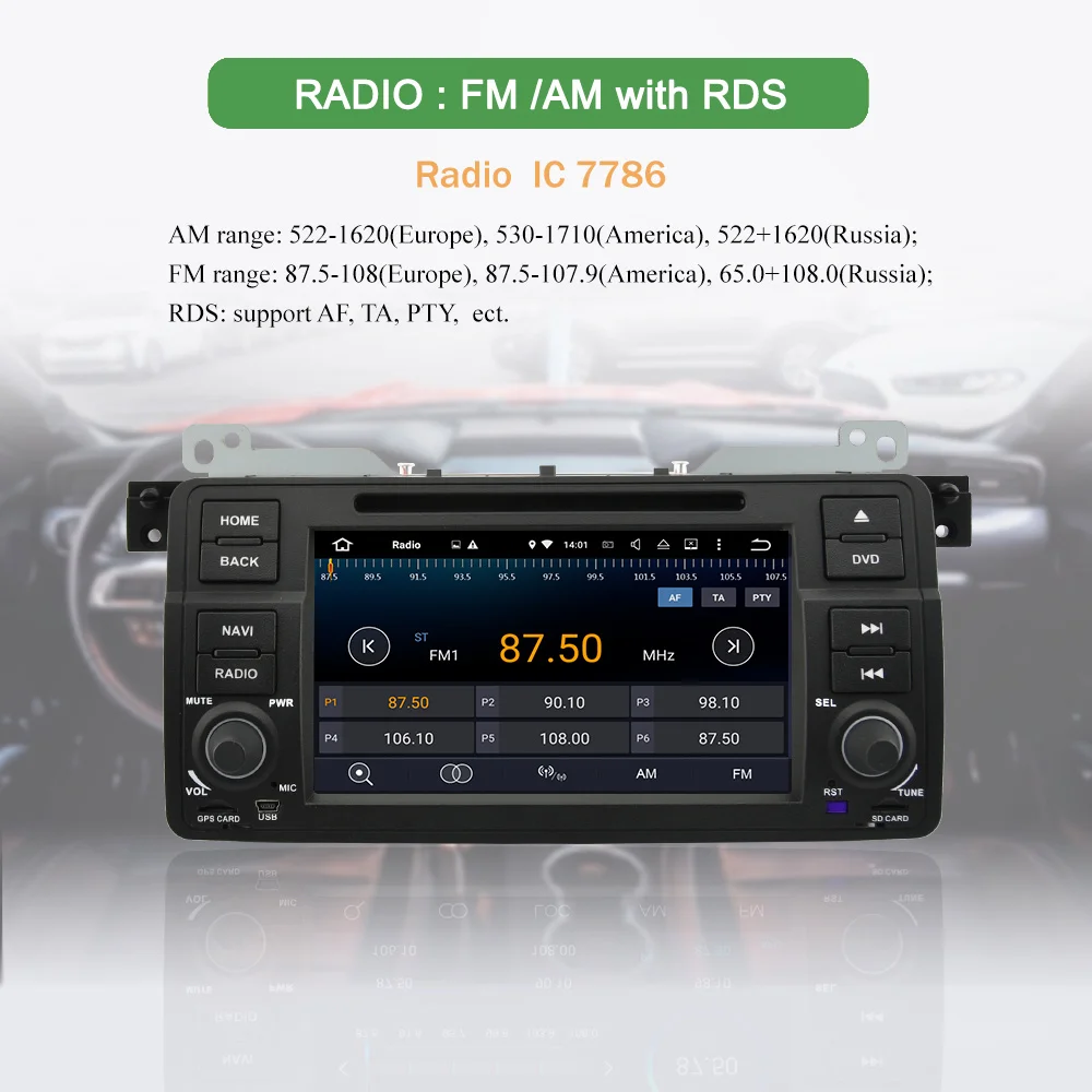 Excellent Bonroad Car Multimedia Player Allwinner TS9 For 2din For E46 Android 8.1 4G+64G Wifi Radio Video GPS one din MP3 (no dvd) 1