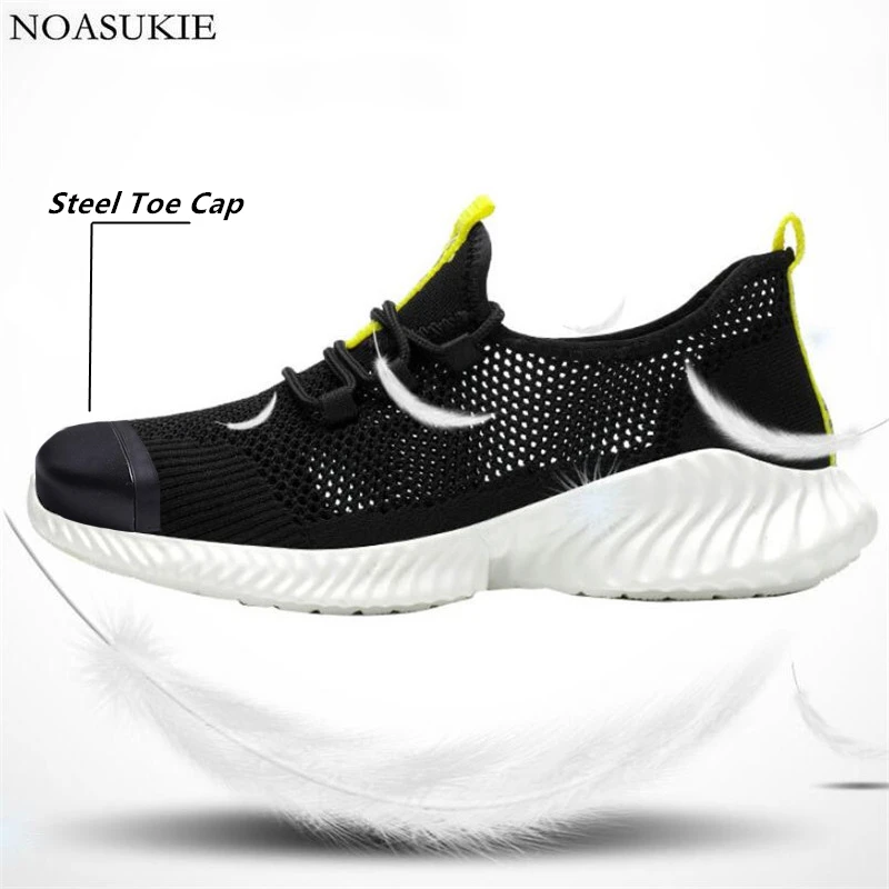 

Summer Men Mesh Breathable Safety Shoes Fashion Lightweight Boots Work Shoes Sneakers Anti-Smashing Puncture Steel Toe Shoes