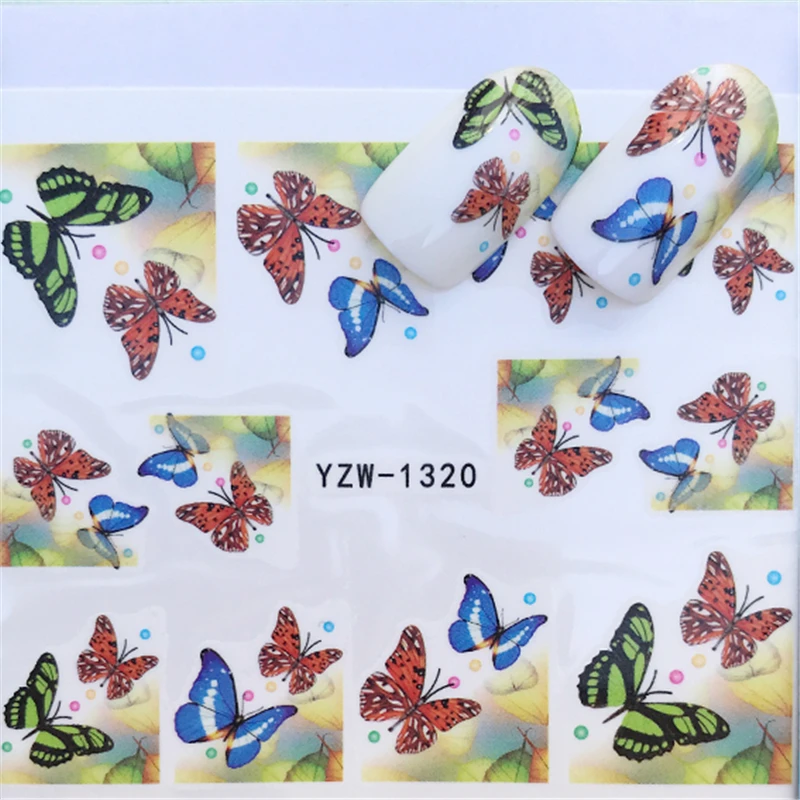 LCJ 1 лист Бабочка/перо/цветок водная наклейка для ногтей переводная наклейка для DIY маникюрные украшения