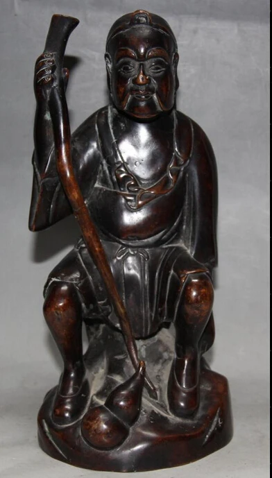 

JP S0524 10" Old Chinese Buddhism Purple Bronze Seat Luo Han monk Nazarite Buddha Statue