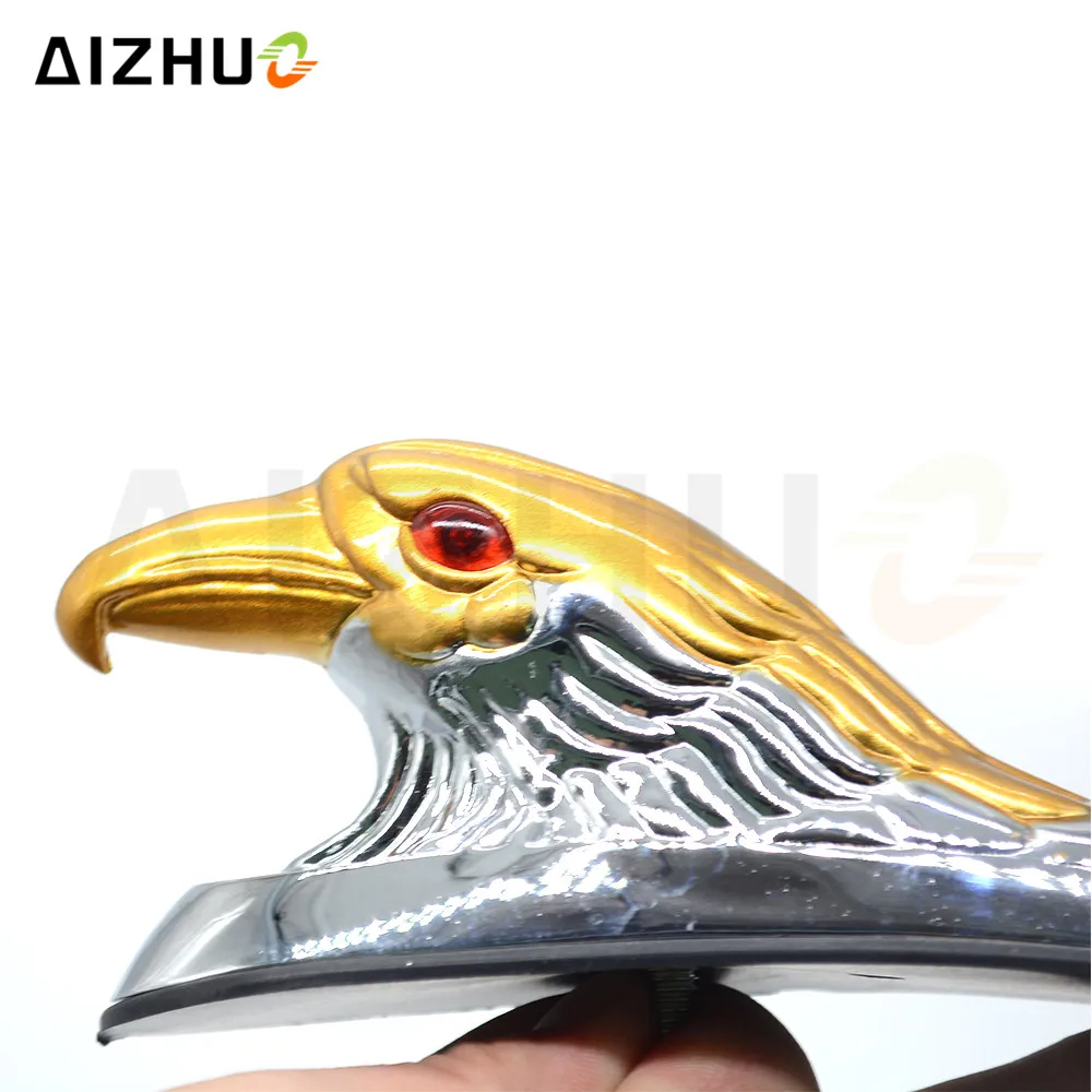 Universal Front Fender Bonnet Emblem Motorcycle Chrome Eagle Head Ornament Statue For Motorbike ATV Fender frames Bonnet Light