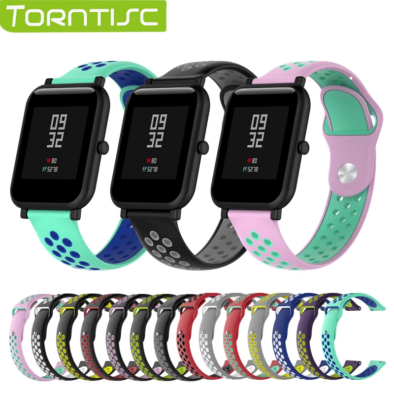 

Torntisc Smart Accessories Wristband Wrist Strap for Xiaomi Huami bip Youth Smart Watch Double Color Replacement Watchband 20mm