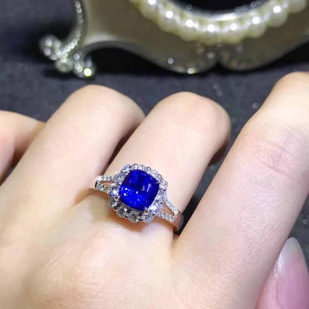  Fine bijoux usine classique luxe 18 k or afrique du sud véritable diamant 2.49ct saphir bleu nature