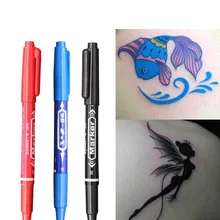 3 pces marcador de tatuagem caneta marcador de pele ponto fino grande capacidade tinta 0.5mm & 1mm scribe tatuagem ferramenta à prova dwaterproof água tinta sobrancelha tatuagem caneta