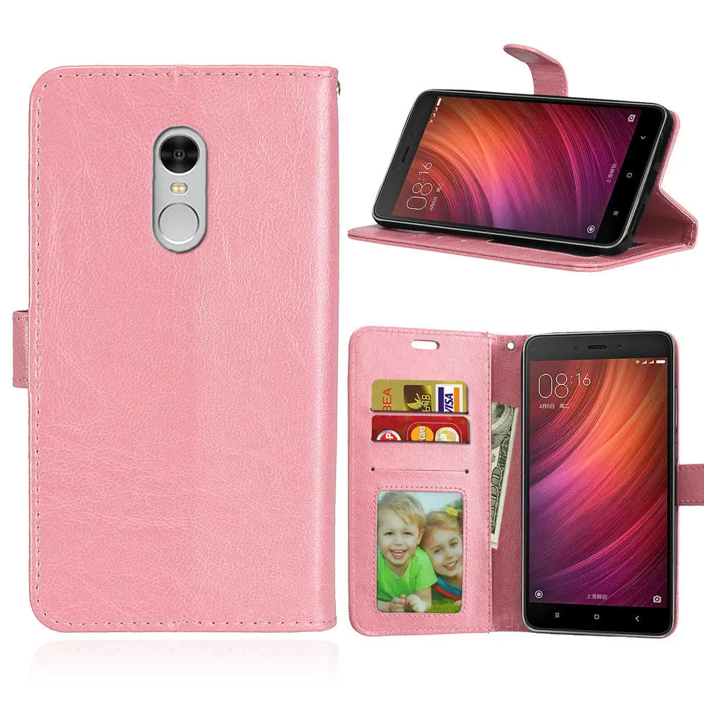 Для Xiaomi Redmi Note 4 чехол из искусственной кожи бумажник флип-чехол для Xiaomi Redmi Note4 Роскошный чехол для Xiaomi Remin Hongmi Note 4 сумка - Цвет: Pink