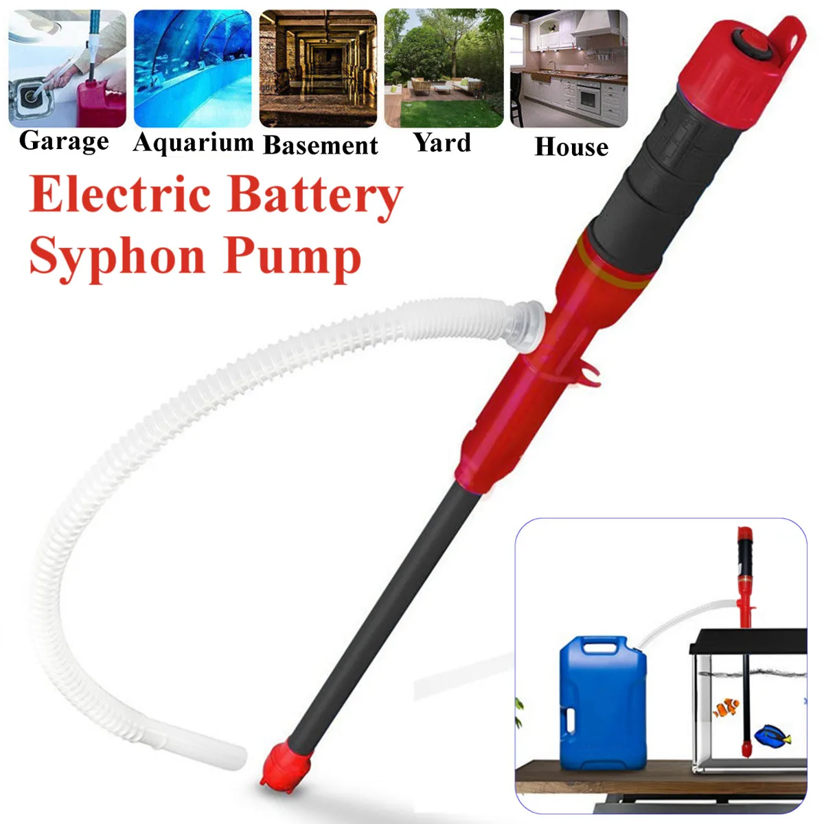 Portable Electric Syphon Pump Gas Oil Liquid Gasoline Fue Transfer