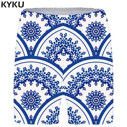 KYKU цветочные шорты Для женщин узор Высокая Талия белые пикантные готический плюс Размеры свободные узкие Повседневное 2018 аниме модные
