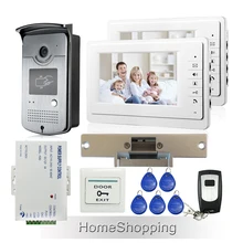 ENVÍO LIBRE 7 “Intercomunicador Video De La Puerta Sistema de Teléfono Con 2 Monitor 1 Lector RFID Cámara Timbre + Huelga Lock En Inventario Al Por Mayor