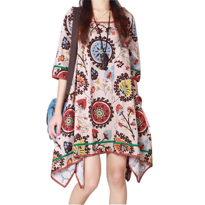 Femmes Aztec Motifs Coton Et Lin Surdimensionne Chemise Robe Tunique Robes De Maternite Pour Les Femmes Enceintes Femme Bateau Col Vetements Aliexpress