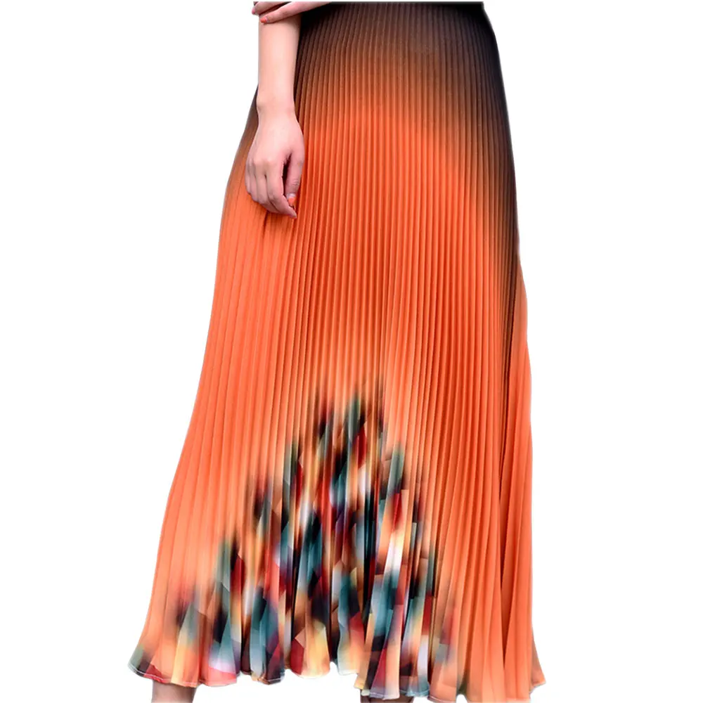 Daatthird Женская Весенняя Осенняя винтажная ретро юбка макси с высокой эластичной талией трапециевидная пышная плиссированная юбка - Цвет: No.2
