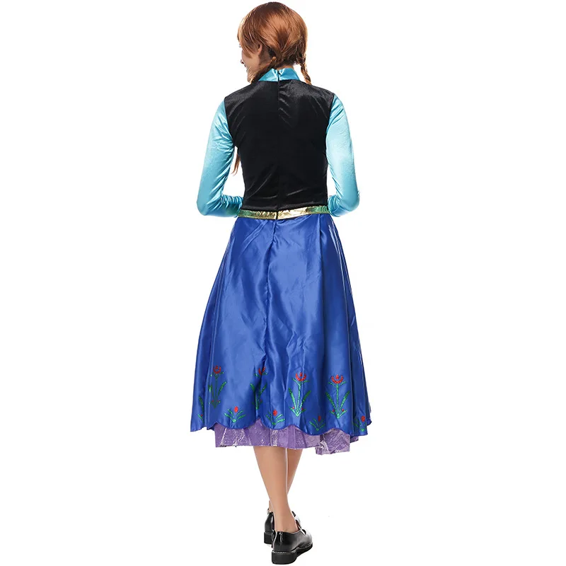 VASHEJIANG взрослых Deluex Анна Костюм принцессы Для женщин Fantasia Косплэй синее длинное платье аниме вечернее изящное платье костюмы на Хэллоуин