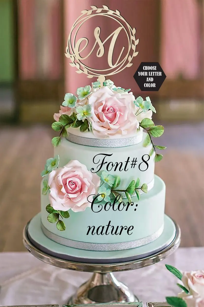 Monogram Cake Topper Initials Cake Topper Single Letter