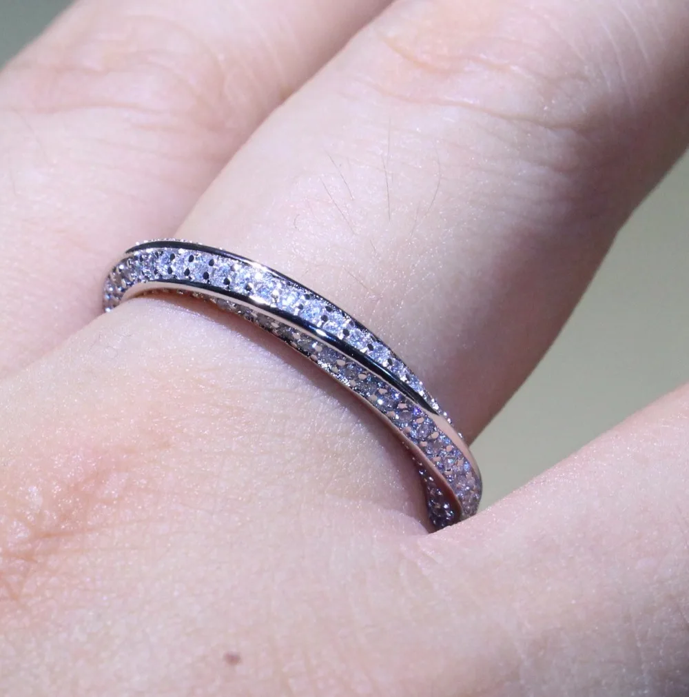 Потрясающее простое круглое кольцо, роскошные ювелирные изделия, 925 пробы, серебро, проложить микро ААА циркония, CZ, вечерние, Mobius, обручальные кольца для женщин