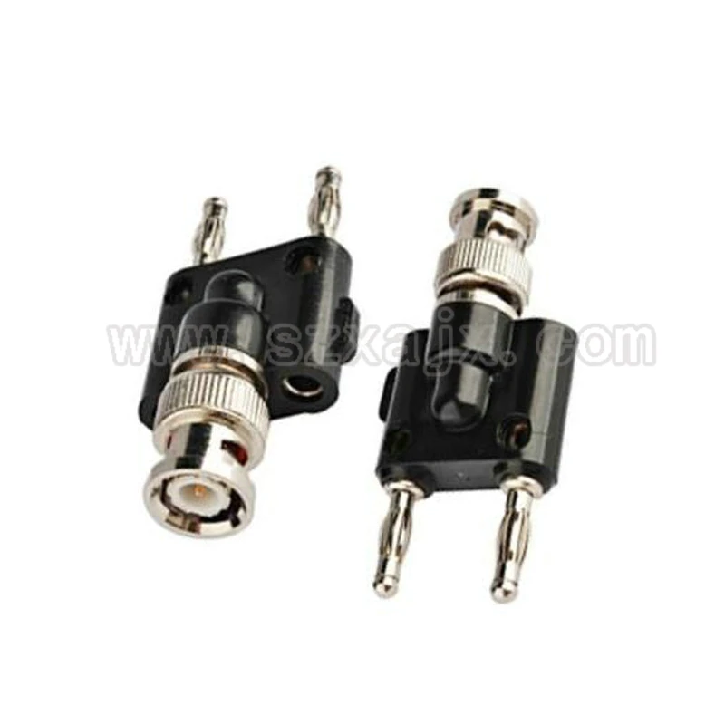 JX 1PCS BNC Male Jack to Two Dual Banana Male plug connector adapter