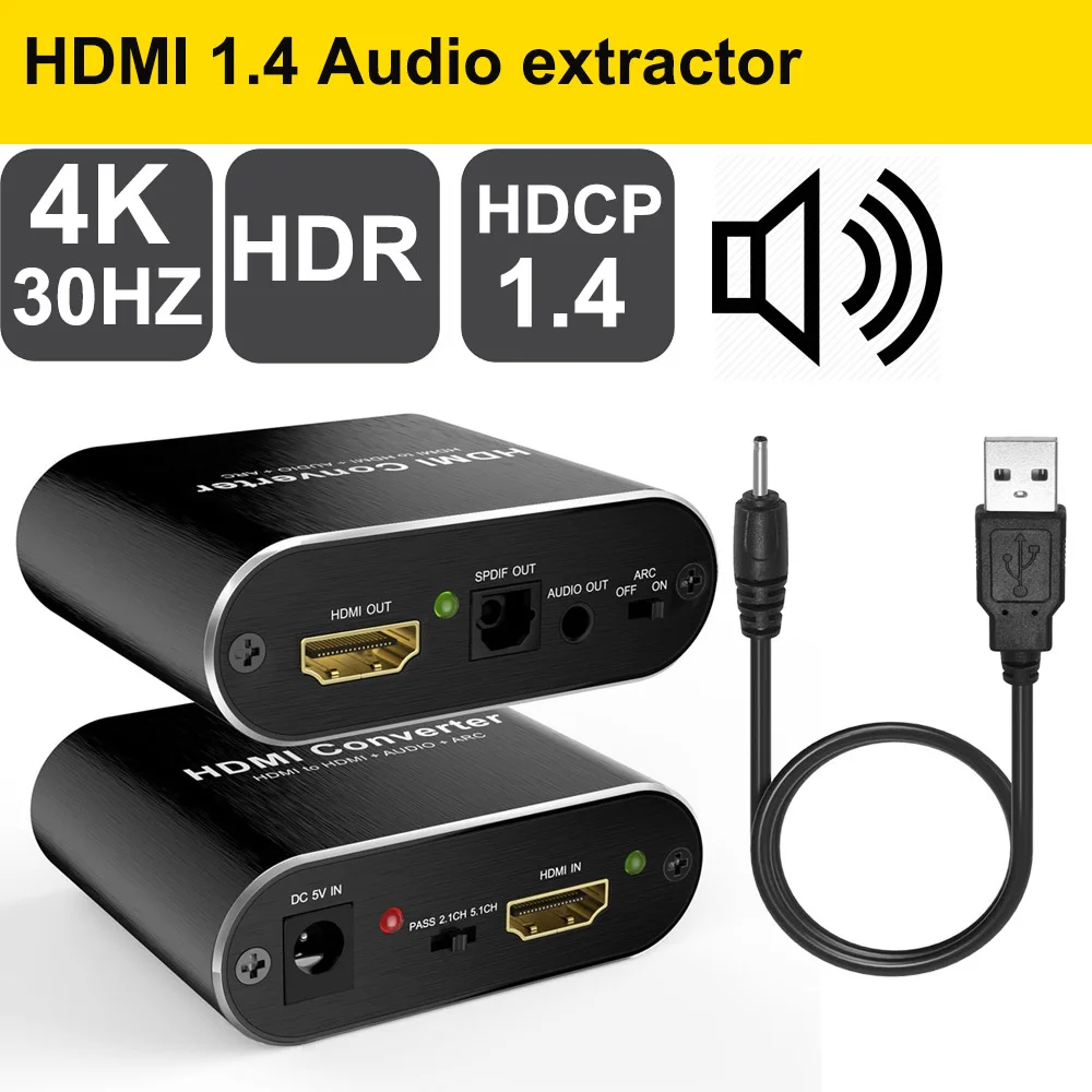 HDMI 2,0 аудио экстрактор HDMI 5.1CH аудио конвертер коммутатор сплиттер HDR HDCP 4k X 2K 3D 1080P HDMI к toslink аудио конвертер - Цвет: HDMI 1.4 extractor