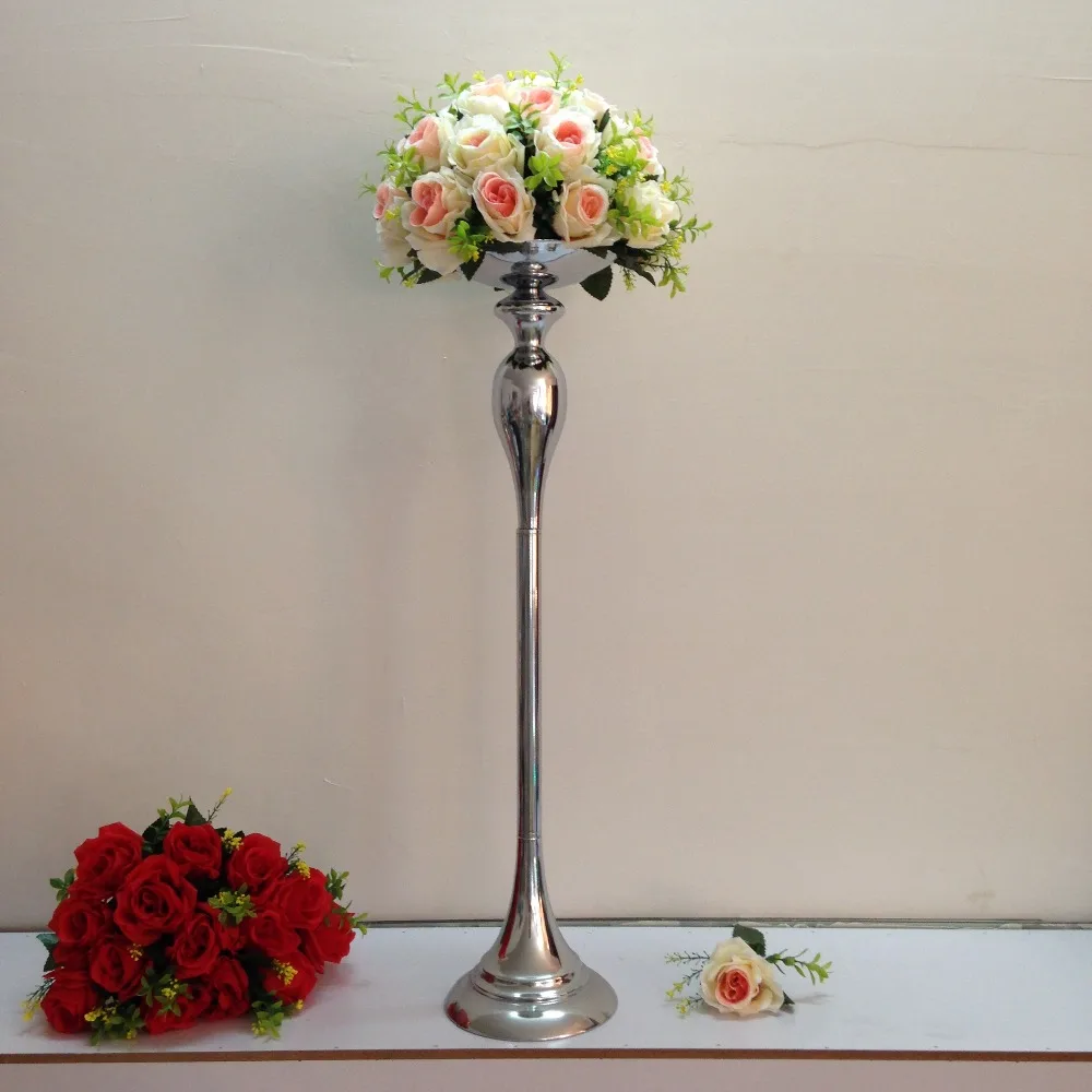 Silver 75cm height wedding table centerpiece flower vase candle holders