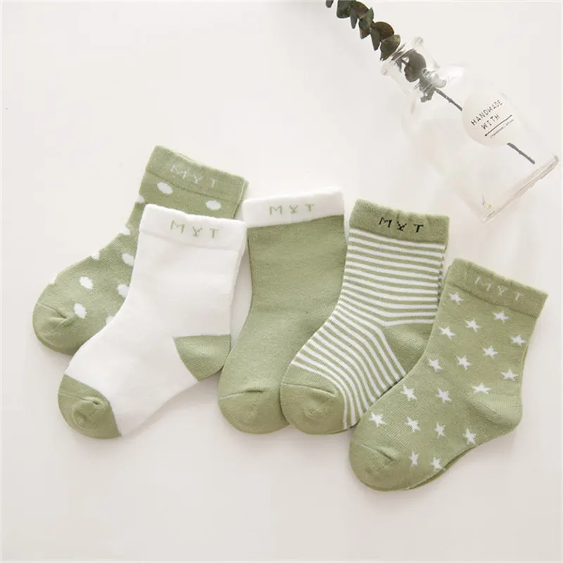 5 pair Simple geometry Safe Warm Comfort High Quality Cotton Soft Newborn Socks Kids Boy New Born Baby Girl Socks Miaoyoutong - Цвет: 2004-junlv
