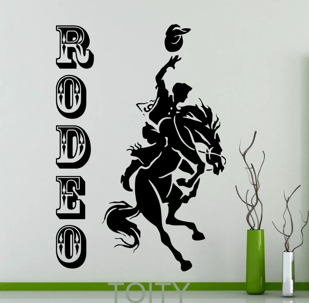 Us 12 59 30 Off Rodeo Poster Retro Wall Sticker Cowboy Horse Vinyl Decal Home Interior Decoration Wild Western Art Mural In Wall Stickers From Home