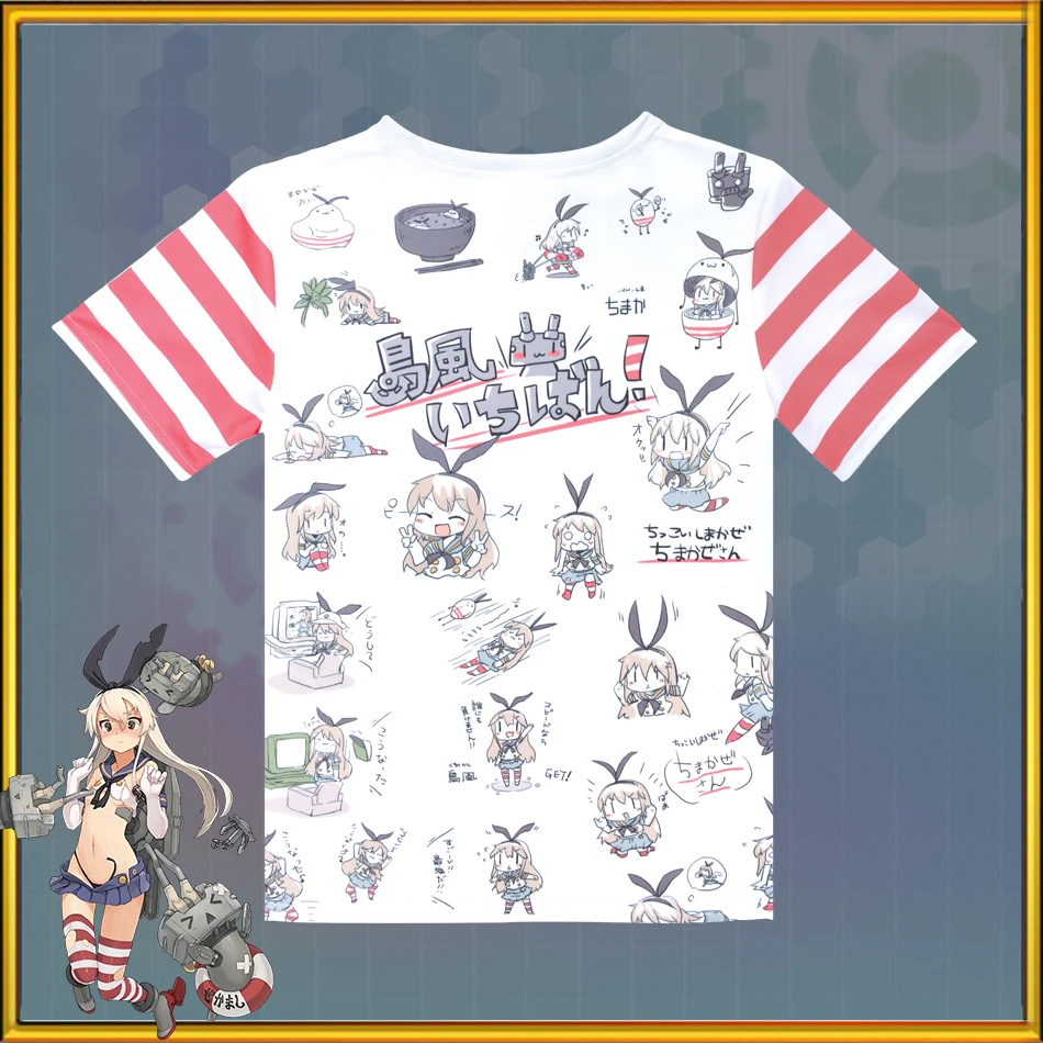 Japanese font b Anime b font Kantai Collection Cartoon t shirt Summer Short Sleeve Unisex Casual