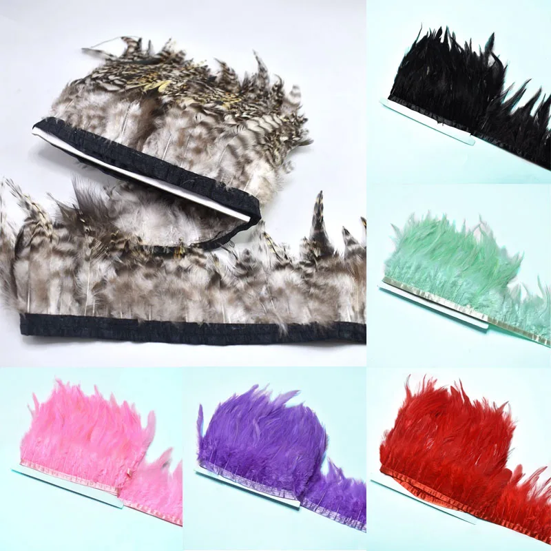 

1Yards rooster feather trimming Fringe for clothing plumas 8-10cm Pheasant feather for crafts sewing DIY dress Party decoration