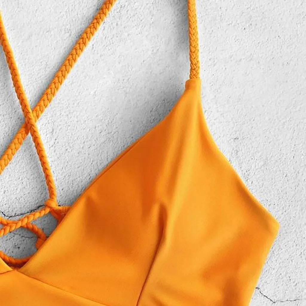 SAGACE выдалбливают Крест повязки бикини из двух частей Флора оранжевый принт Купальники пуш-ап для женщин Леди Бразильский пляжная одежда