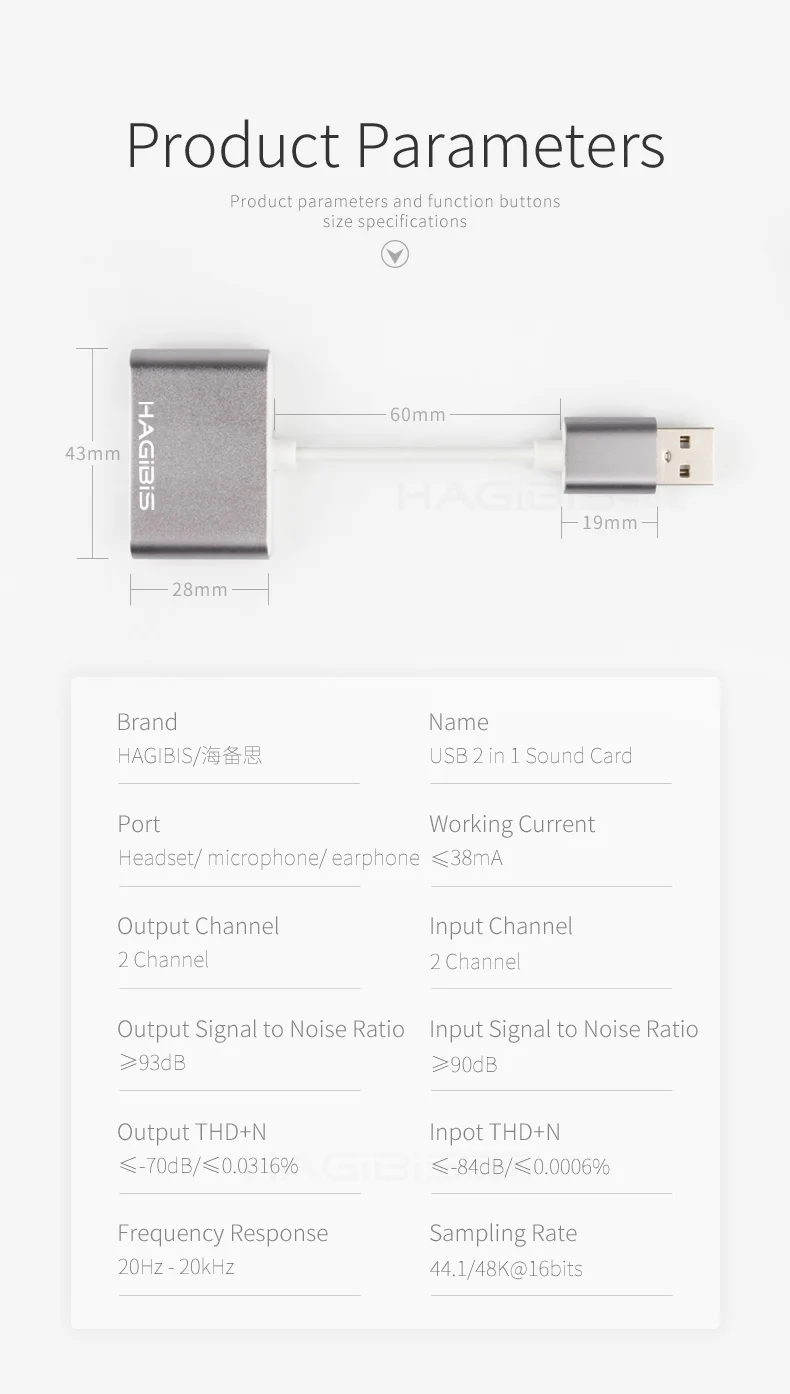 External Sound Card 3 Ports  HAGIBIS