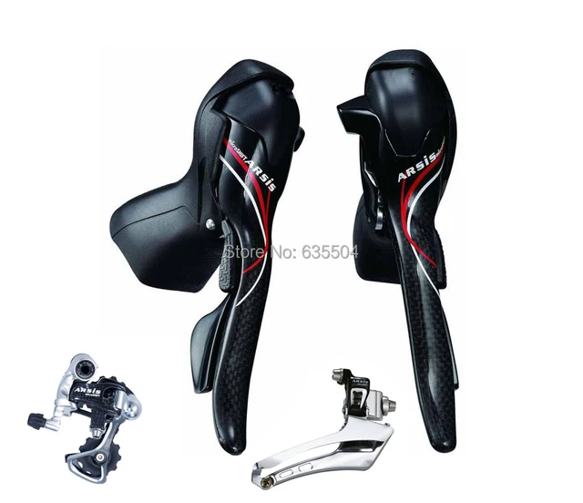 Cheap microSHIFT SB-R402C Shifter 10 Speed Double ARSIS Carbon Derailleur Set Road Bike Bicycle Derailleur Compatible for Shimano