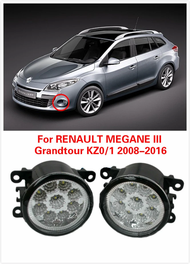 Car Styling For Renault Megane Iii Grandtour Kz0 1 08 16 Led Fog Lamp Drl White Yellow Blue Green Red H11 12 V Car Covers Style Companies Style Briefstyle Sleeve Aliexpress