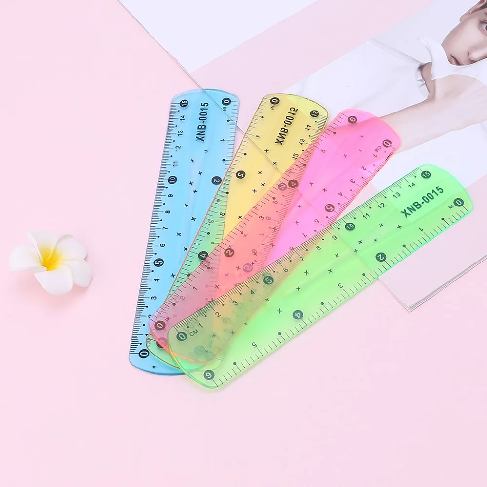 

1Pc Soft 15cm Ruler Multicolour Flexible Creative Stationery Straight Rule School Office Supply Random Color C26
