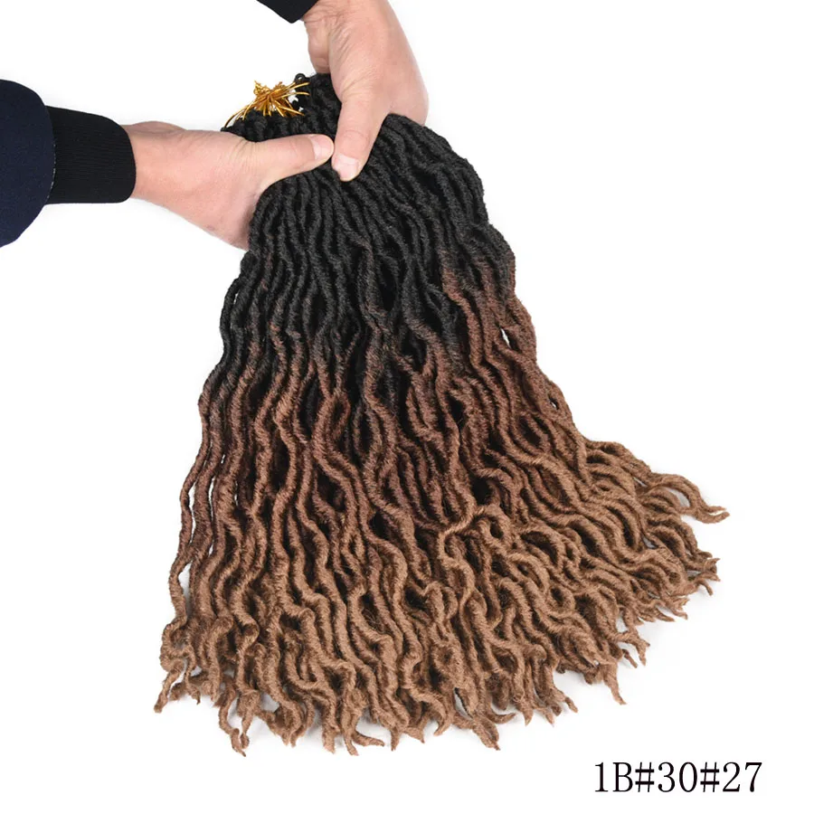 AliRobam Goddess Faux locs кудряшки Омбре дреды черный коричневый синтетический плетение волос для наращивания 24 пряди/упаковка - Цвет: Омбре