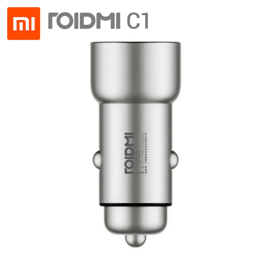 

Original Xiaomi Roidmi C1 Car Charger Max 5V 3.6A Quick Charger Dual USB Port Metal Body Smart Charging Universal