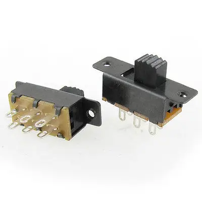 

100 Pcs 5mm High Side Knob Panel DC 50V 0.5A 2 Position DPDT 2P2T Slide Switch 6 Solder Lug Pin SS-22F25G5
