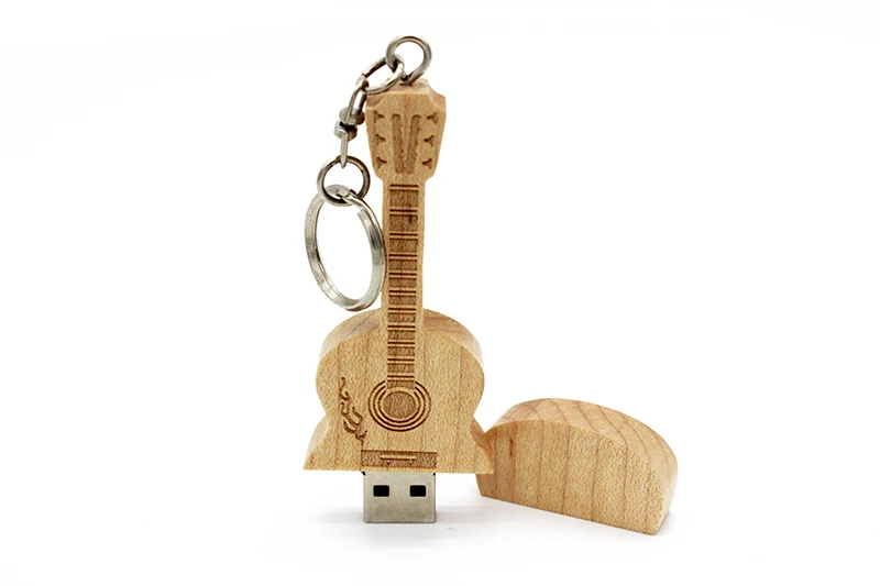 SHANDIAN металлический брелок Натуральный Деревянный бамбук гитара модель usb флэш-накопитель Флешка 4 ГБ 8 ГБ 16 ГБ 32 ГБ 64 Гб карта памяти подарки