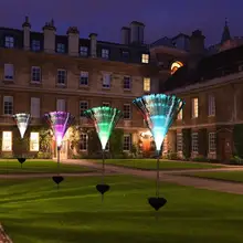 2 шт. наружный светильник из оптического волокна для сада, новинка, на солнечных батареях, меняющий цвет, светодиодный светильник для газона, ночная декоративная лампа, батарея включает в себя