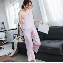 Летняя новая женская шелковая пижама, комплект из 2 предметов, мягкая, сексуальная, с v-образным вырезом, из вискозы, без рукавов, пижама, Femme