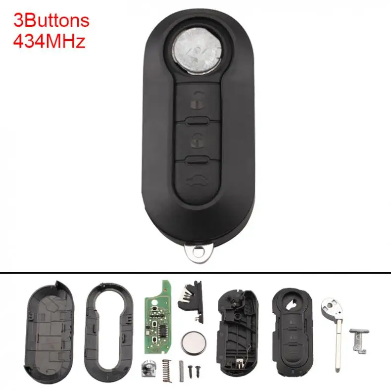 sourcing map 3 Button Uncut Insert Key Fob Remote Control Case Shell Replacement