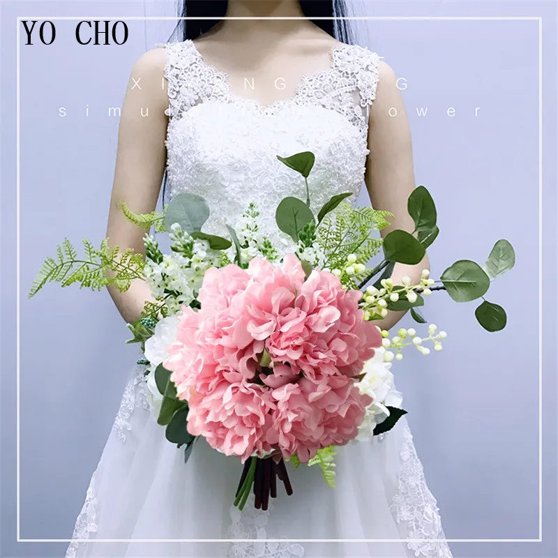 Yo Cho White Wedding Bouquet Artificial Peony Bridesmaid Hand