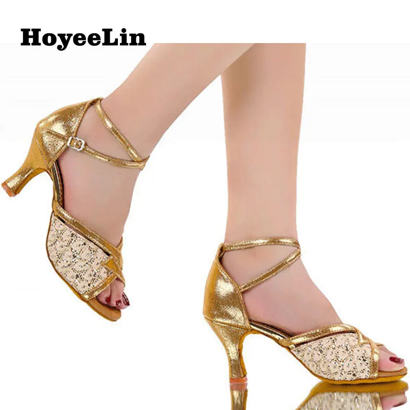 HoYeeLin Offene spitze Latin Ballroom Dance Sandalen Frauen Damen Innen