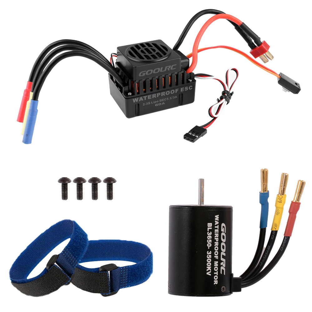 

GOOLRC Waterproof BL3650 3500KV Brushless Motor with 60A ESC for 1/10 RC Car Off-road Parts