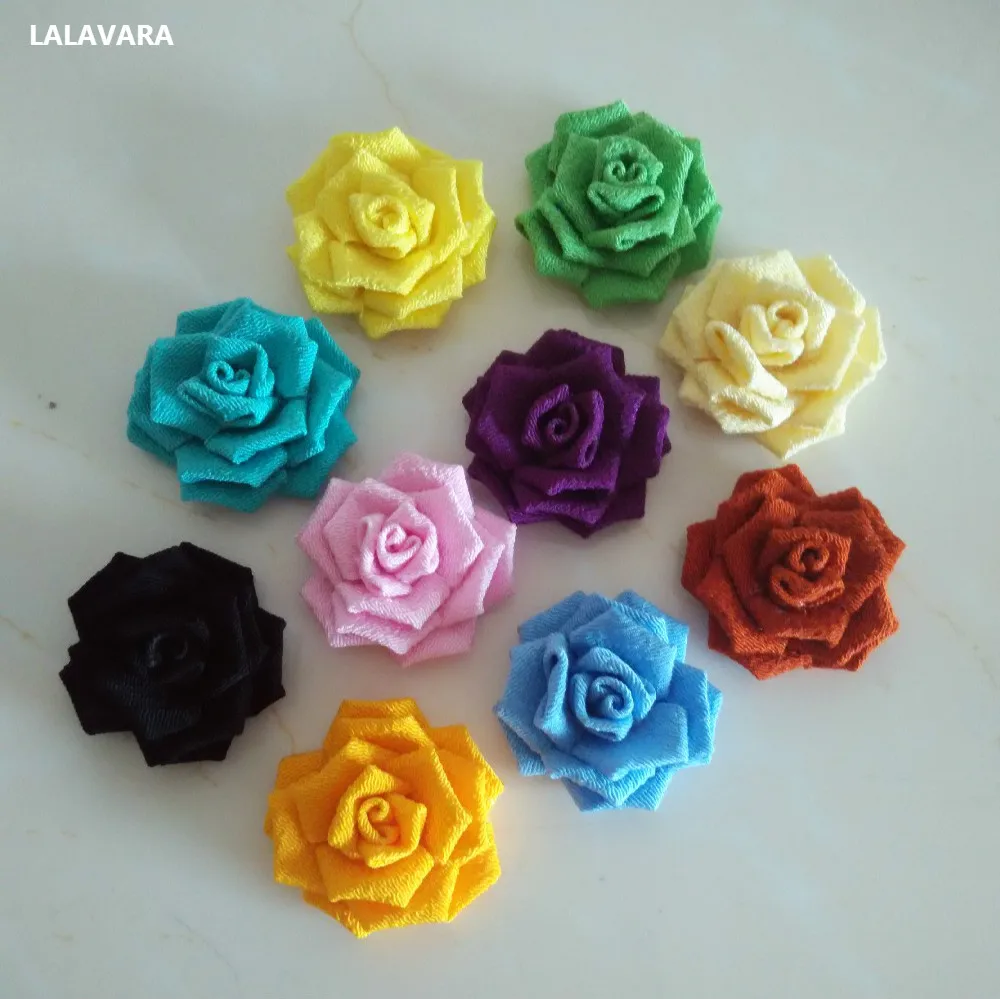 

LALAVARA handmade cotton fabric roses for DIY work kanzashi hair clips combs