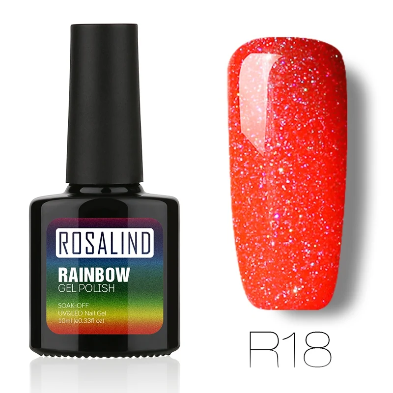 ROSALIND Гель-лак для ногтей 10 мл Радужный Неон RBR01-29 Гель-лак Soak Off UV Nail Art долговечный Гель-лак для ногтей - Цвет: R18