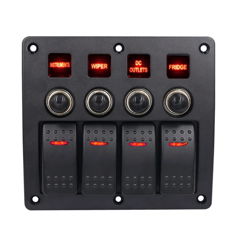 

3 Gang Aluminum LED Waterproof Rocker Switch Panel Marine/Boat Marine Switch Panel for Boat Motorcycle Auto 12-24V
