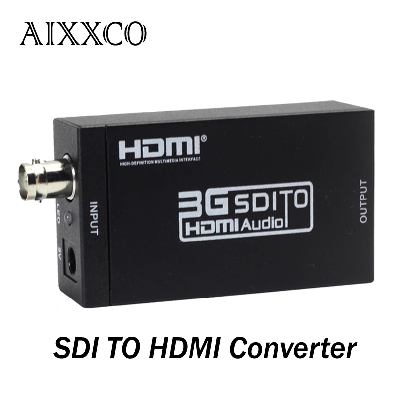 Адаптер преобразователя AIXXCO Mini HD 3G SDI в HDMI поддержка SD / сигналов отображаемых на