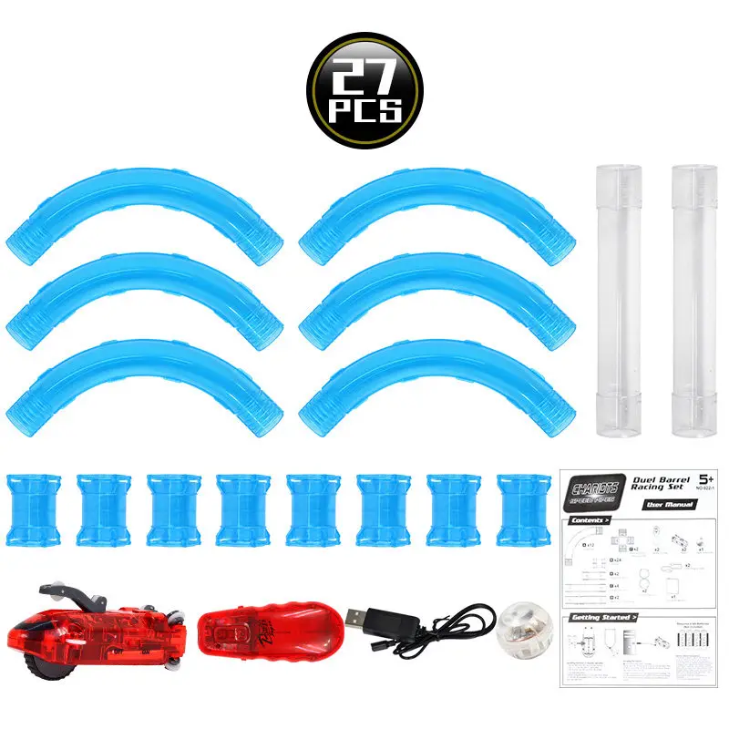 DIY Детский трубчатый игрушечный гоночный магический трек, набор дистанционного управления скоростной трубкой, автомобильный Грузовик, светодиодный флэш-автомобиль, строительная для труб, железная дорога, подарок - Цвет: 27pcs