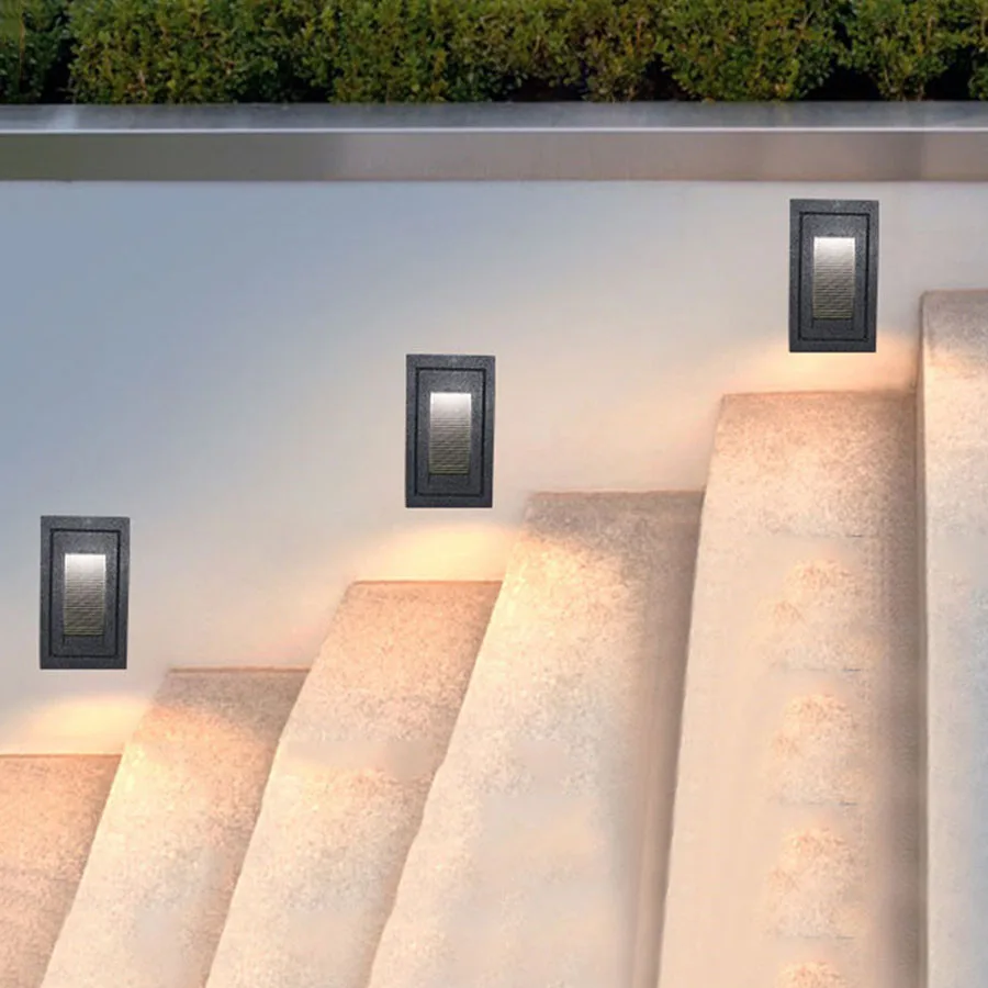 

Thrisdar 2W Waterproof LED Stair Step Light Outdoor LED Footlight Embedded Wall Corner Lamp Garden Pathway Villa Staircase Light