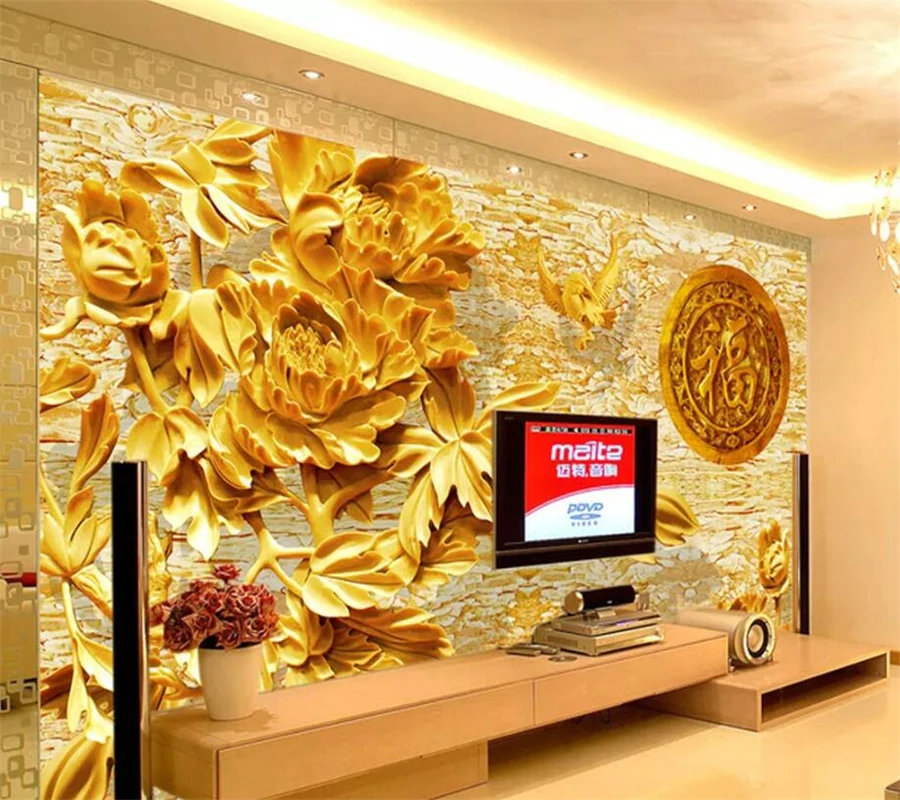 

beibehang papel de parede Custom wallpaper 3d mural embossed backdrop wall paper fresco blooming rich papel de parede wallpaper