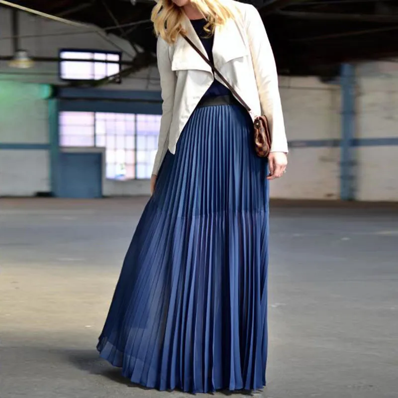 Blue pleated maxi skirt Clearance