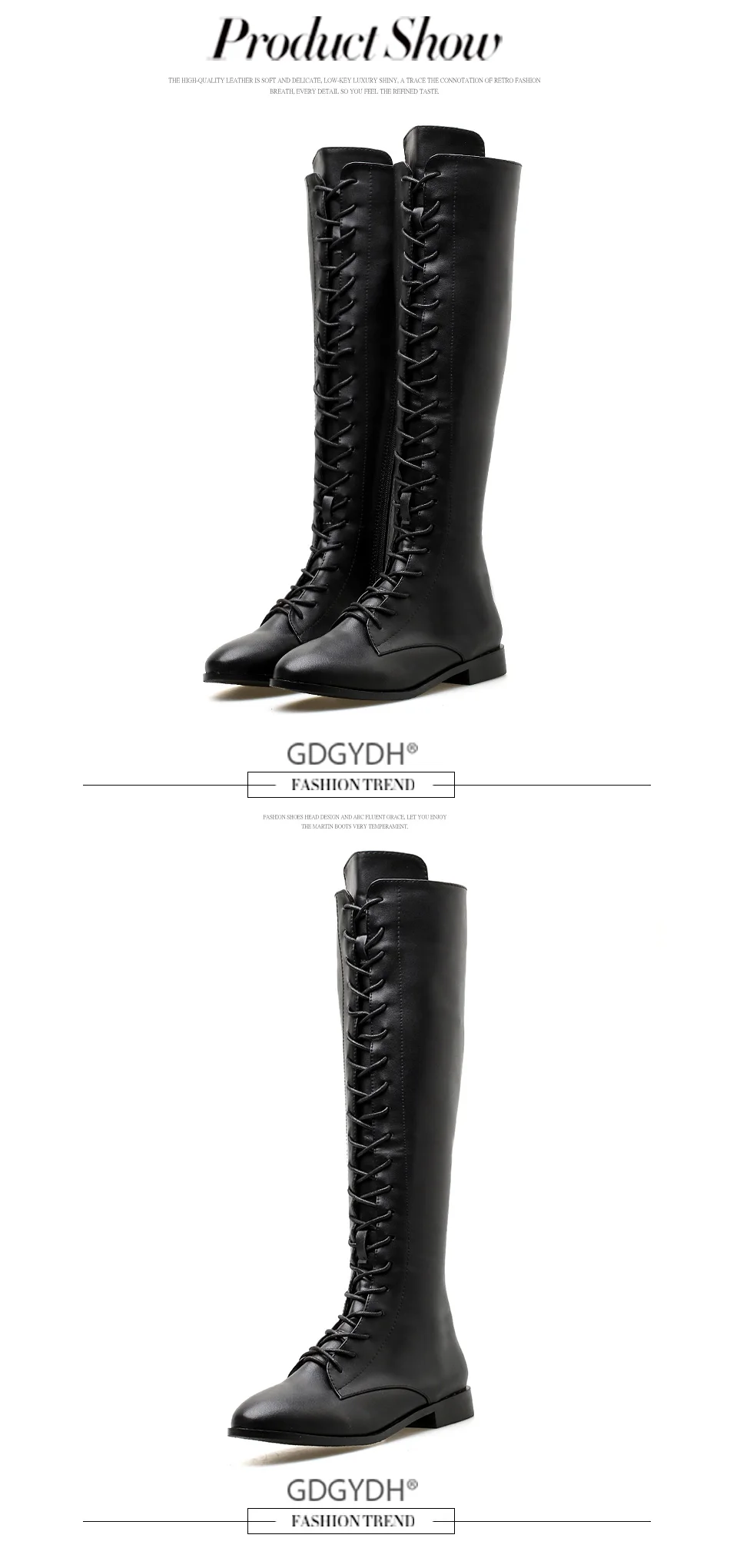Gdgydh/ г., зимние сапоги до колена женские кожаные ботинки на квадратном каблуке Женская Осенняя обувь на шнуровке обувь на платформе