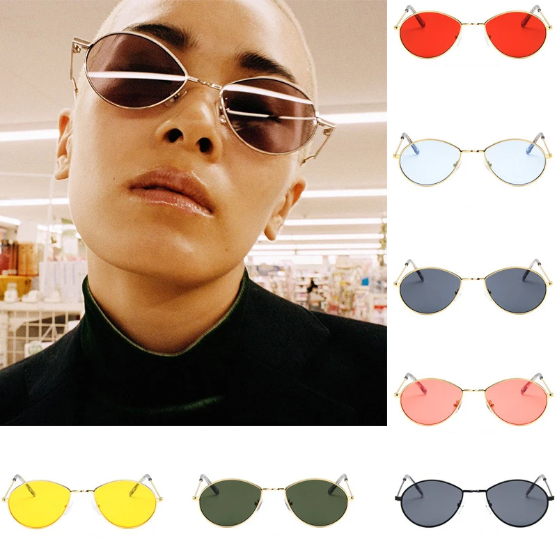 

2019 Oval Vintage Sexy Ladies Cat Eye Sunglasses Women Fashion Clear Red Eyewear Metal Frame Sun Glasses For Female UV400
