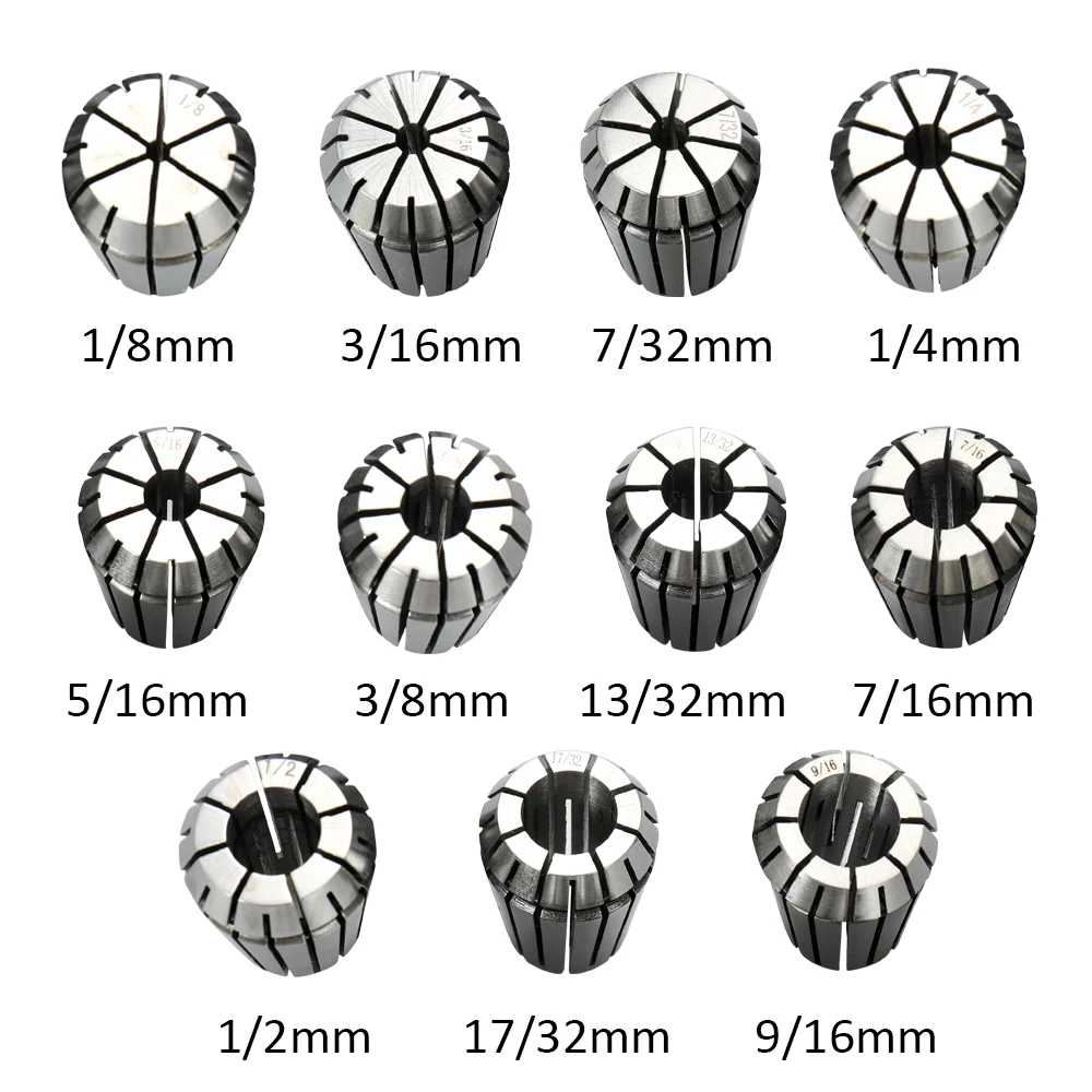 

ER25 Spring Collet Set 11 pcs Professional Chuck Collets for CNC Workholding Engraving and Milling Lathe 1/8mm to 9/16mm